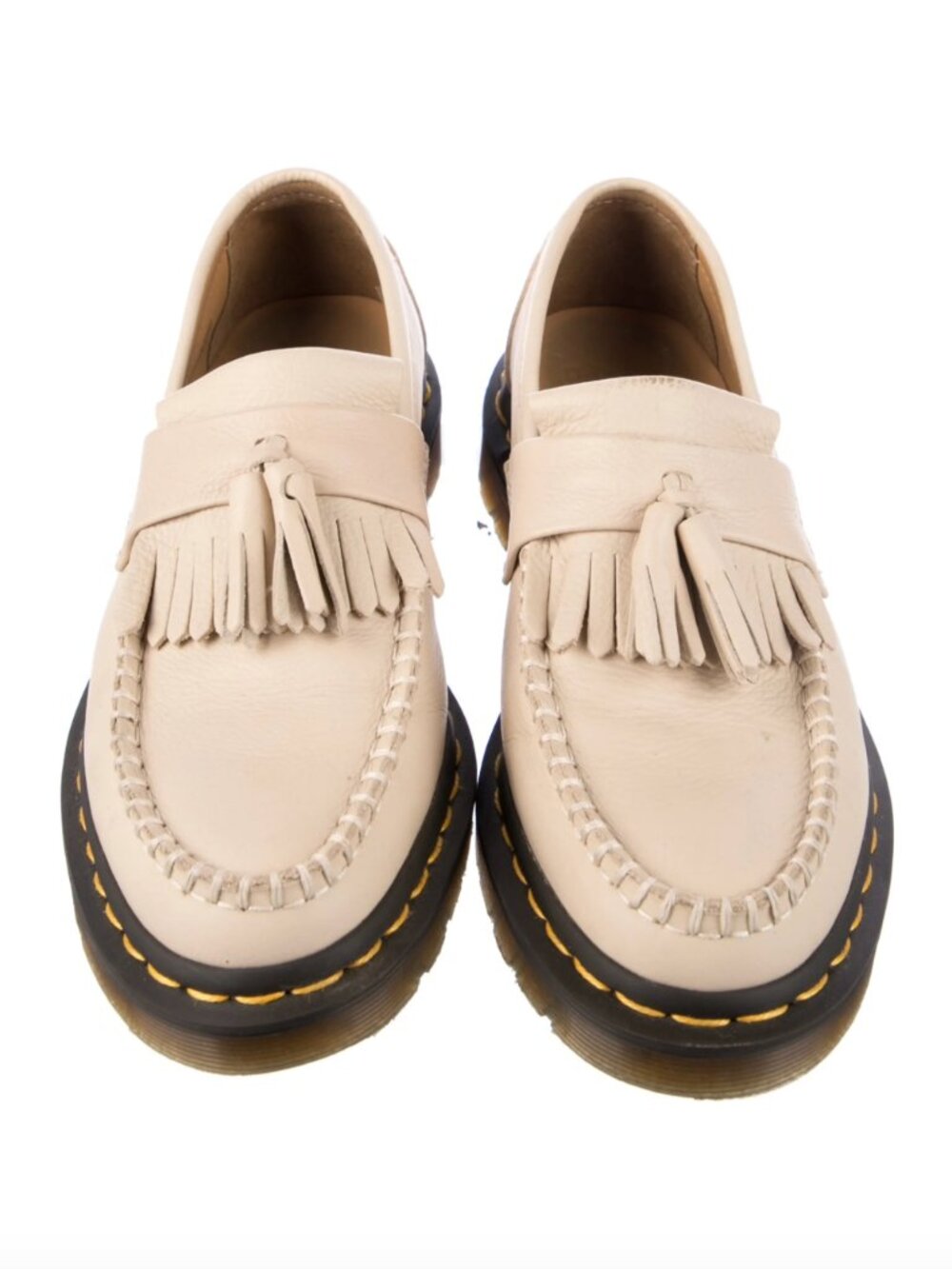 Dr. Martens Unisex Adrian Slip-On Leather Loafer Tassels Vintage Beige